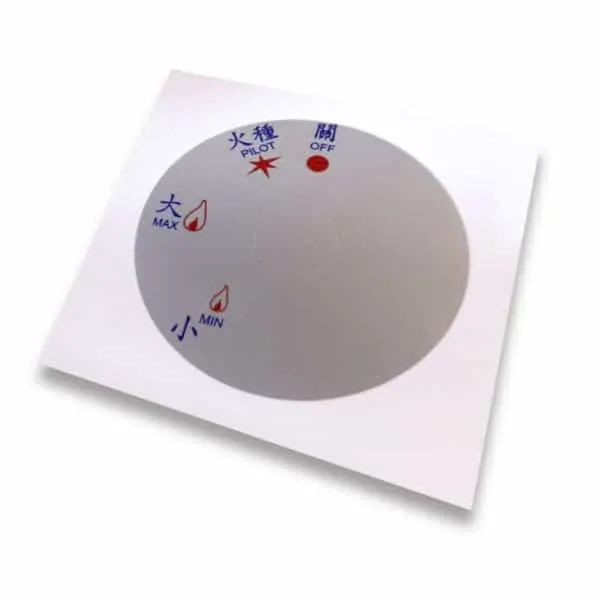 on off self adhesive gas control label